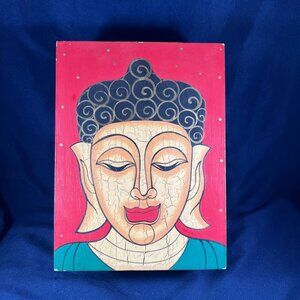 Handcrafted Decorative Buddha Wooden Box With Hinged Lid For Keepsakes & Jewelry